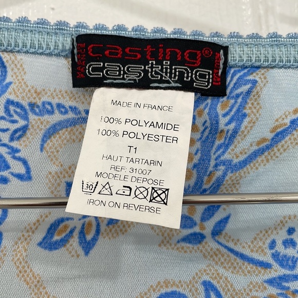 Light blue petite blouse beautiful print & long wide sleeves made in France - Picture 2 of 5